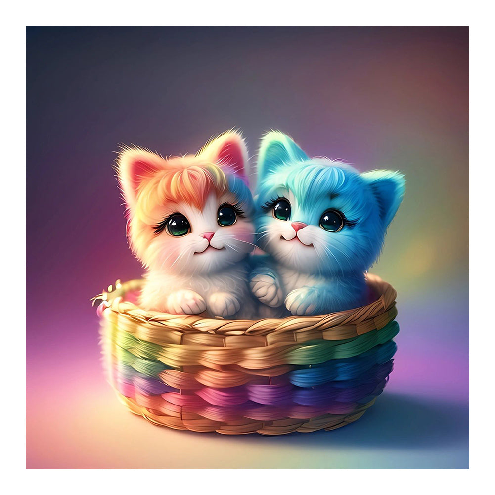 Rainbow Colored Kitten - Full Round Drill Diamond Painting 30*30CM