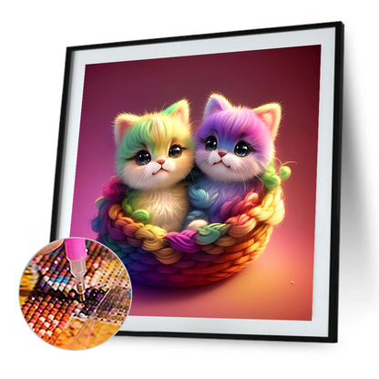 Rainbow Colored Kitten - Full Round Drill Diamond Painting 30*30CM