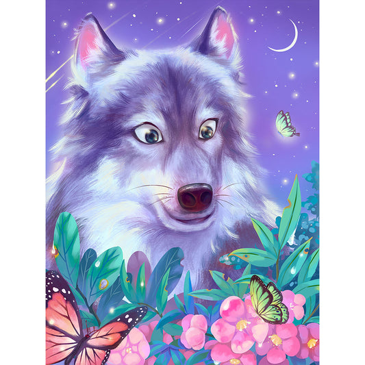 Wolf And Butterfly - Full Round Drill Diamond Painting 30*40CM