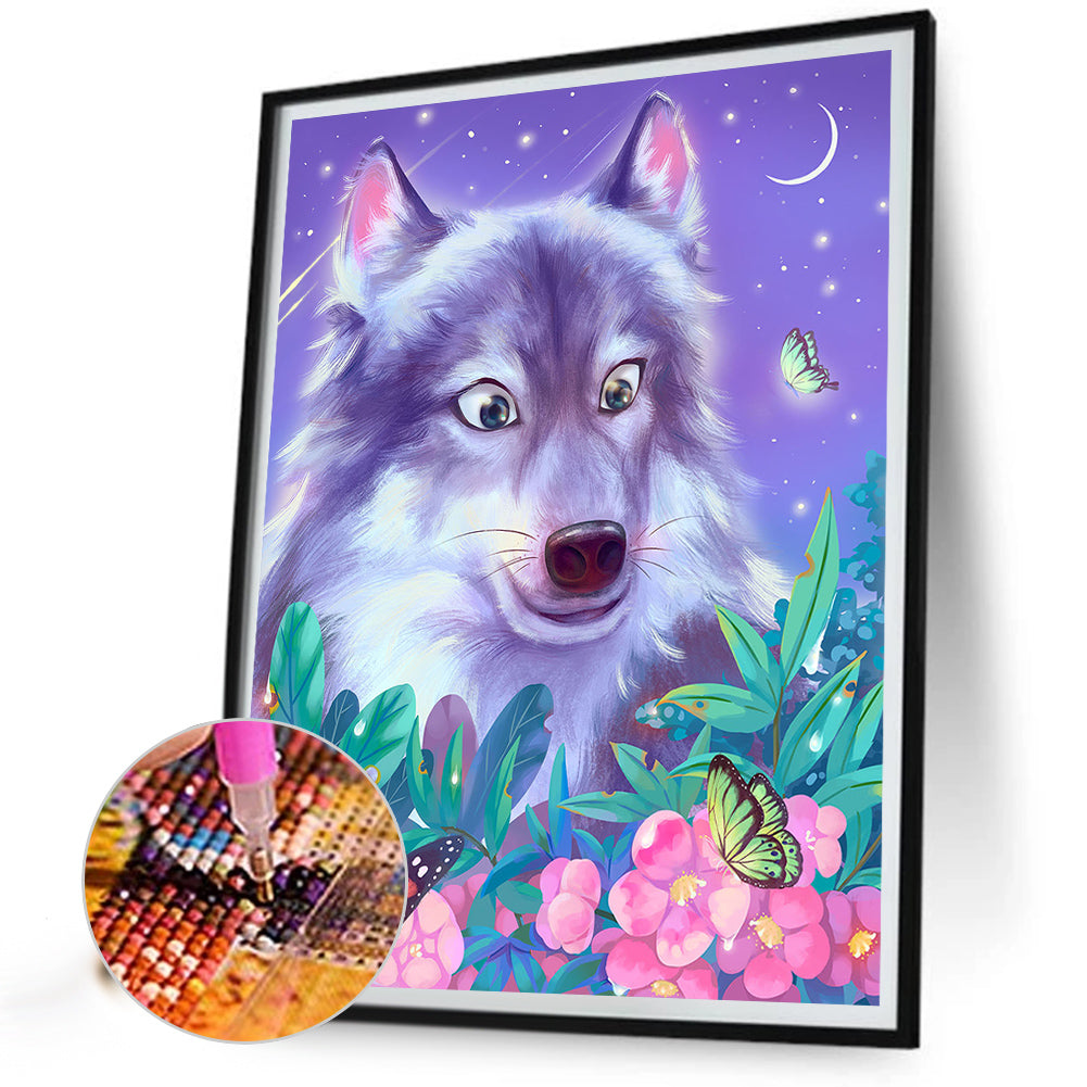 Wolf And Butterfly - Full Round Drill Diamond Painting 30*40CM