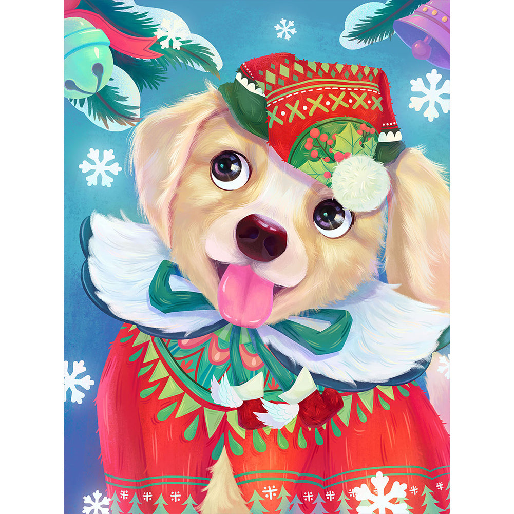 Puppies And Christmas - Full Round Drill Diamond Painting 30*40CM