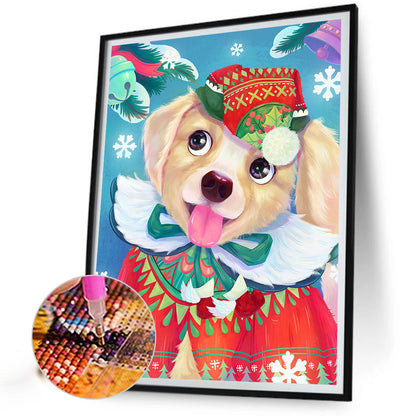 Puppies And Christmas - Full Round Drill Diamond Painting 30*40CM