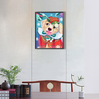 Puppies And Christmas - Full Round Drill Diamond Painting 30*40CM