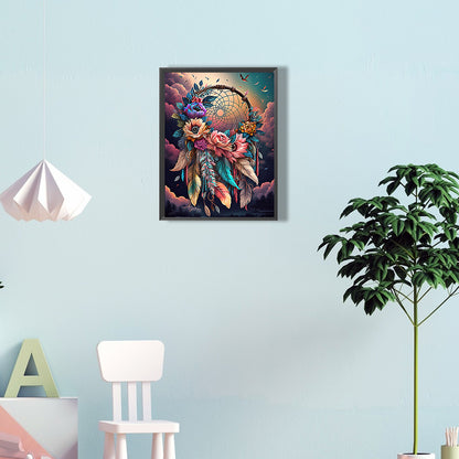 Dream Catcher With Flowers - Full Round Drill Diamond Painting 30*40CM