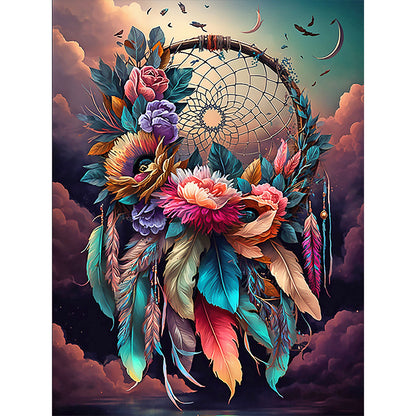 Dream Catcher With Flowers - Full Round Drill Diamond Painting 30*40CM