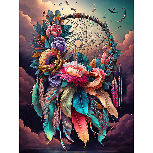 Dream Catcher With Flowers - Full Round Drill Diamond Painting 30*40CM