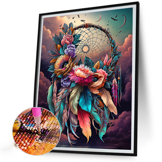 Dream Catcher With Flowers - Full Round Drill Diamond Painting 30*40CM