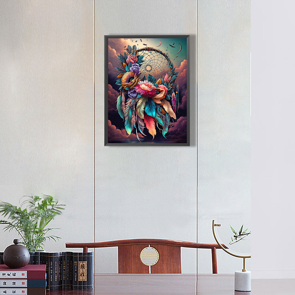Dream Catcher With Flowers - Full Round Drill Diamond Painting 30*40CM