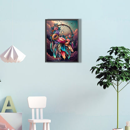 Dream Catcher With Flowers - Full Round Drill Diamond Painting 30*40CM