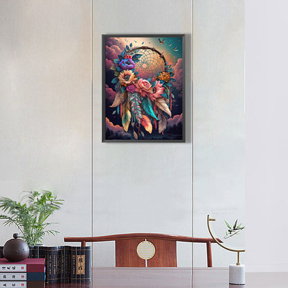 Dream Catcher With Flowers - Full Round Drill Diamond Painting 30*40CM