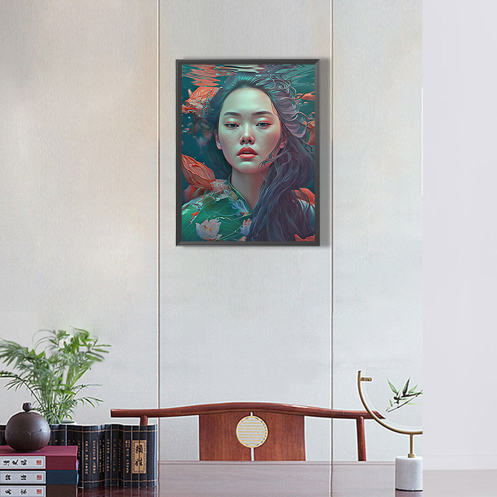 Woman And Flower - Full Round Drill Diamond Painting 30*40CM