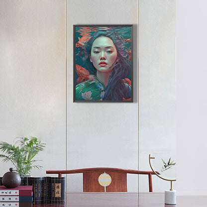 Woman And Flower - Full Round Drill Diamond Painting 30*40CM
