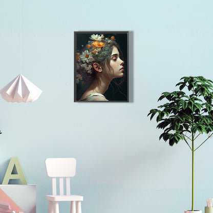 Woman And Flower - Full Round Drill Diamond Painting 30*40CM