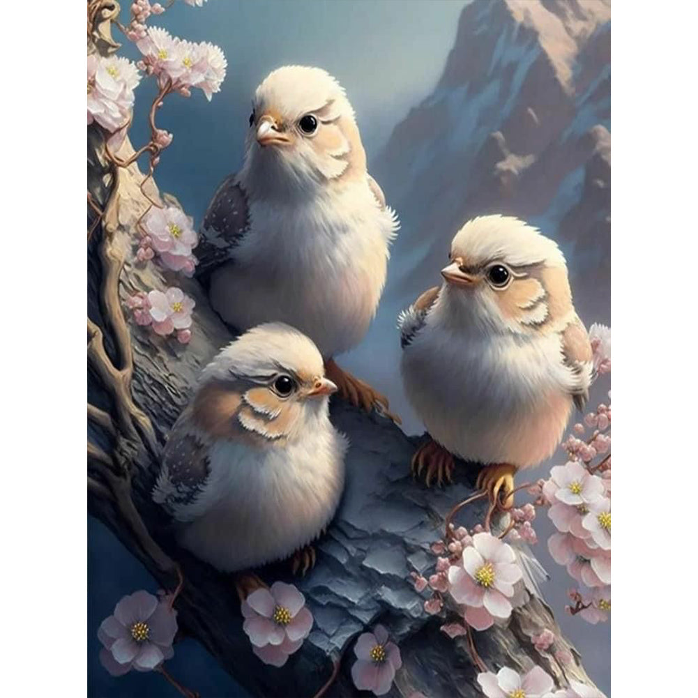 Three Little Birds Looking Around 30*40Ccm(canvas) full round drill diamond painting