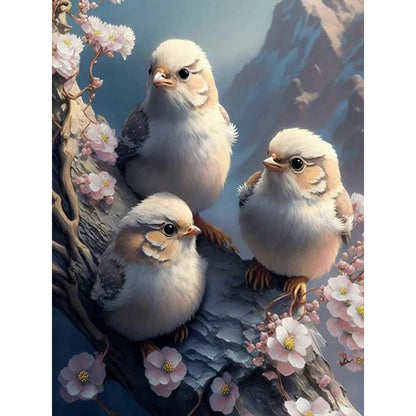 Three Little Birds Looking Around 30*40Ccm(canvas) full round drill diamond painting