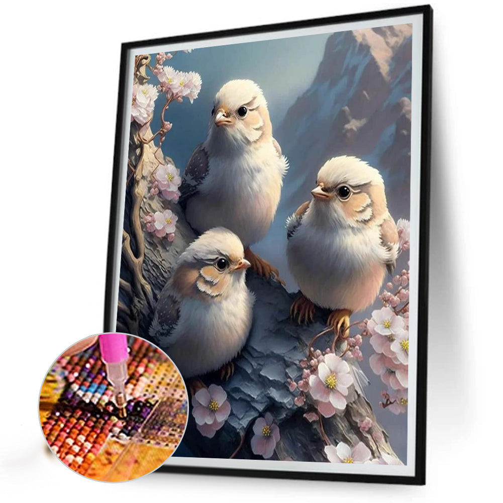 Three Little Birds Looking Around 30*40Ccm(canvas) full round drill diamond painting