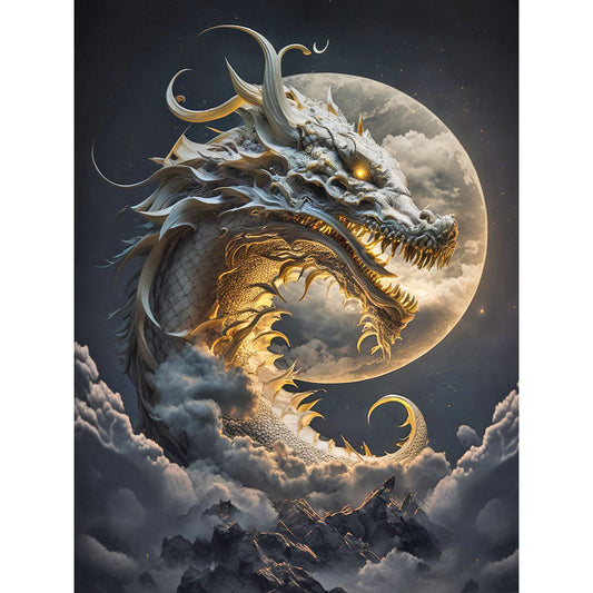 Dragon Awakened By The Full Moon 30*40Ccm(canvas) full round drill diamond painting
