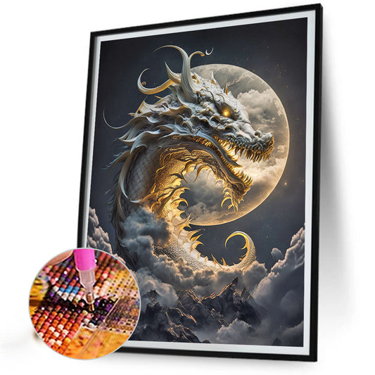 Dragon Awakened By The Full Moon 30*40Ccm(canvas) full round drill diamond painting