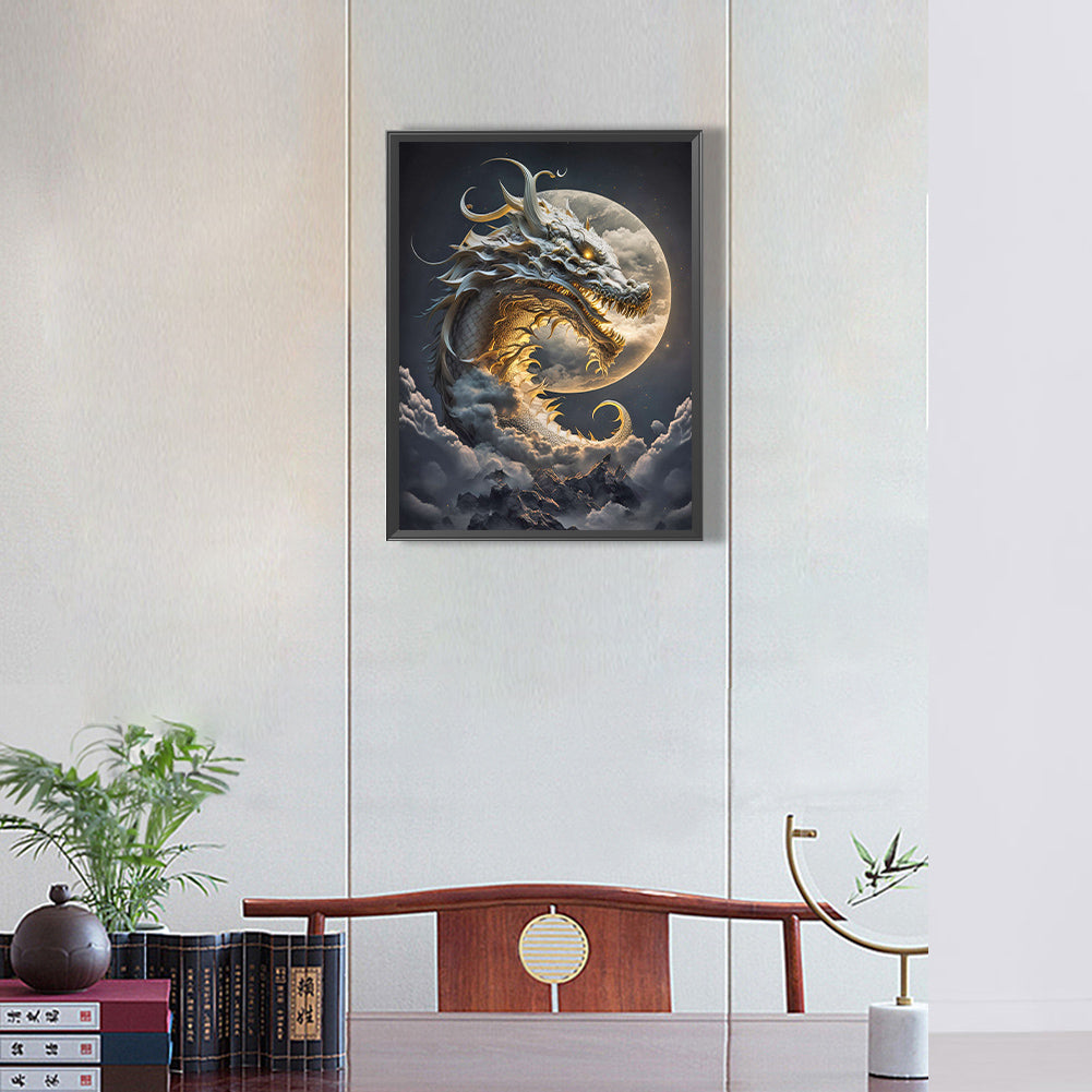 Dragon Awakened By The Full Moon 30*40Ccm(canvas) full round drill diamond painting