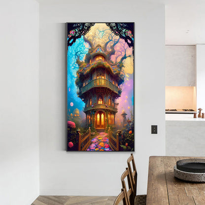 Castle World Under Tree 40*70Ccm(canvas) full round drill diamond painting