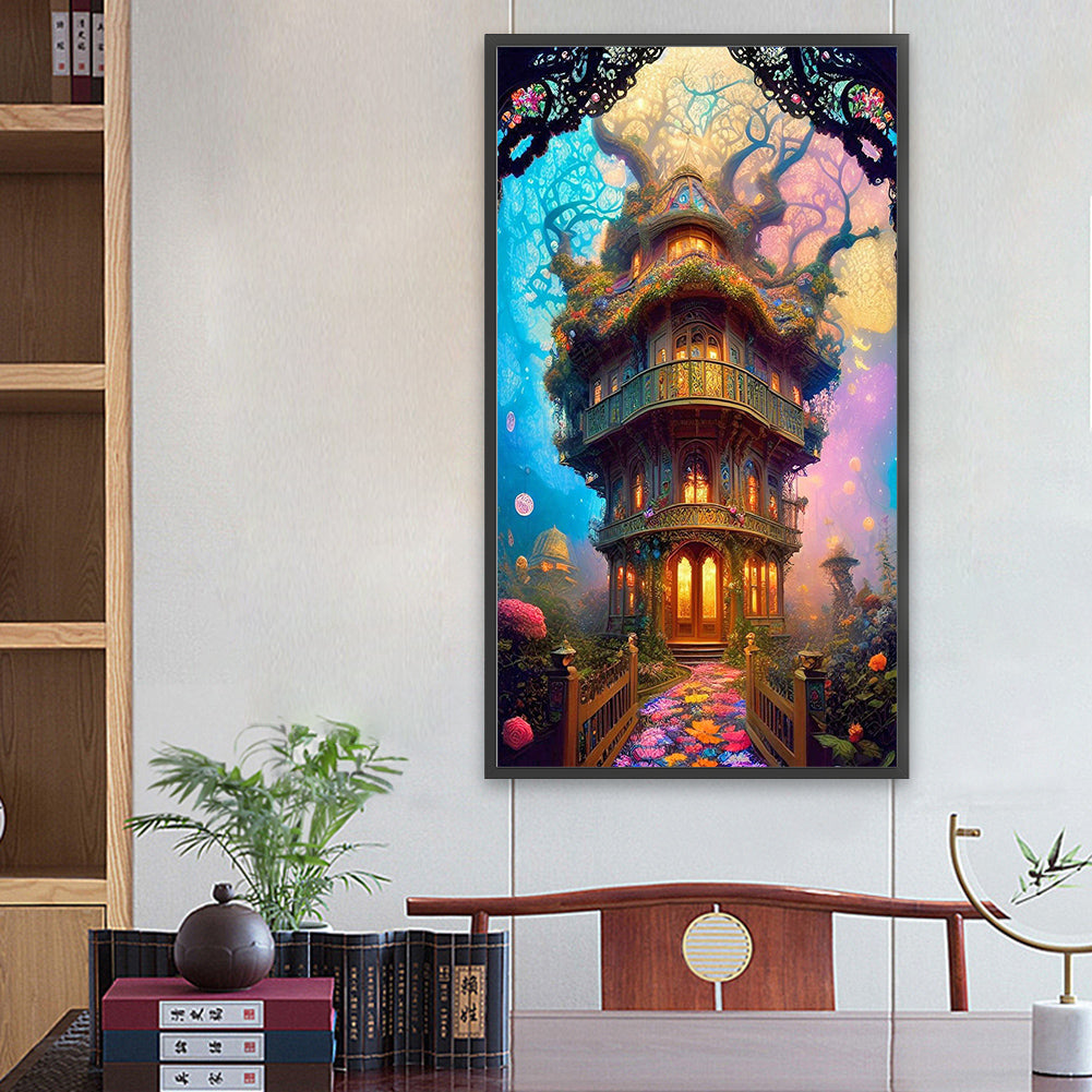 Castle World Under Tree 40*70Ccm(canvas) full round drill diamond painting