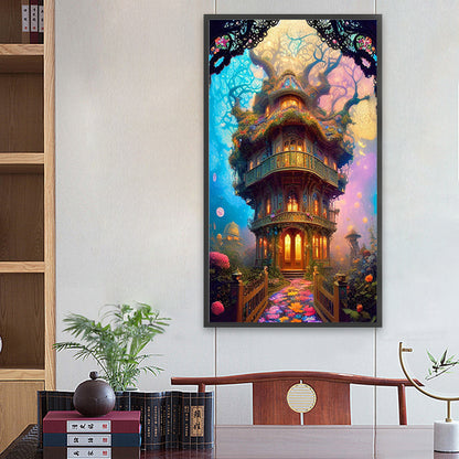 Castle World Under Tree 40*70Ccm(canvas) full round drill diamond painting