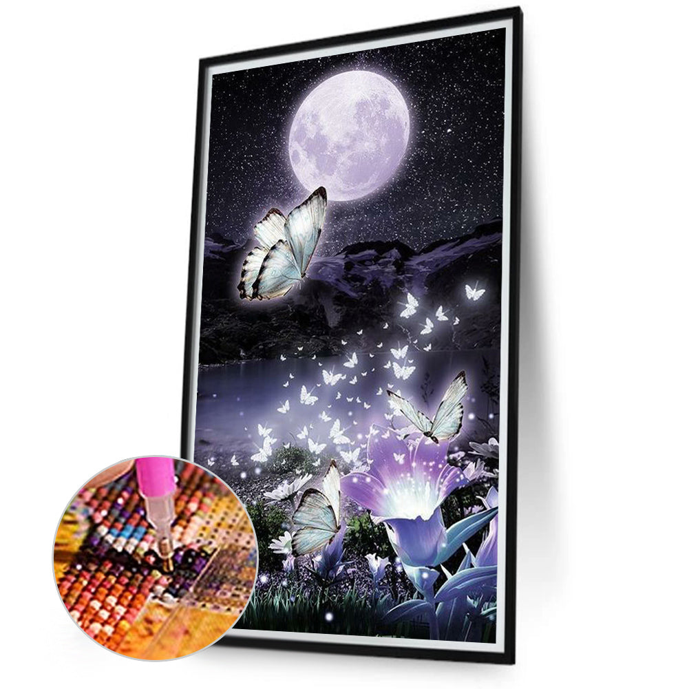 Moonlight Butterfly - Full Round Drill Diamond Painting 40*70CM