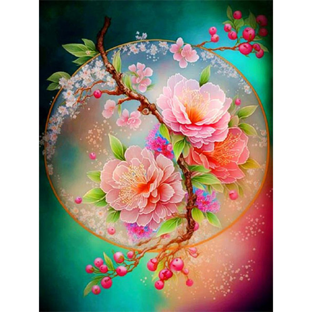 Beautiful Peach Blossom - Full Round Drill Diamond Painting 30*40CM