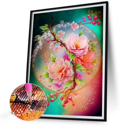 Beautiful Peach Blossom - Full Round Drill Diamond Painting 30*40CM