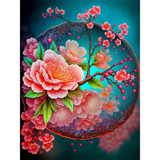 Beautiful Peach Blossom - Full Round Drill Diamond Painting 30*40CM
