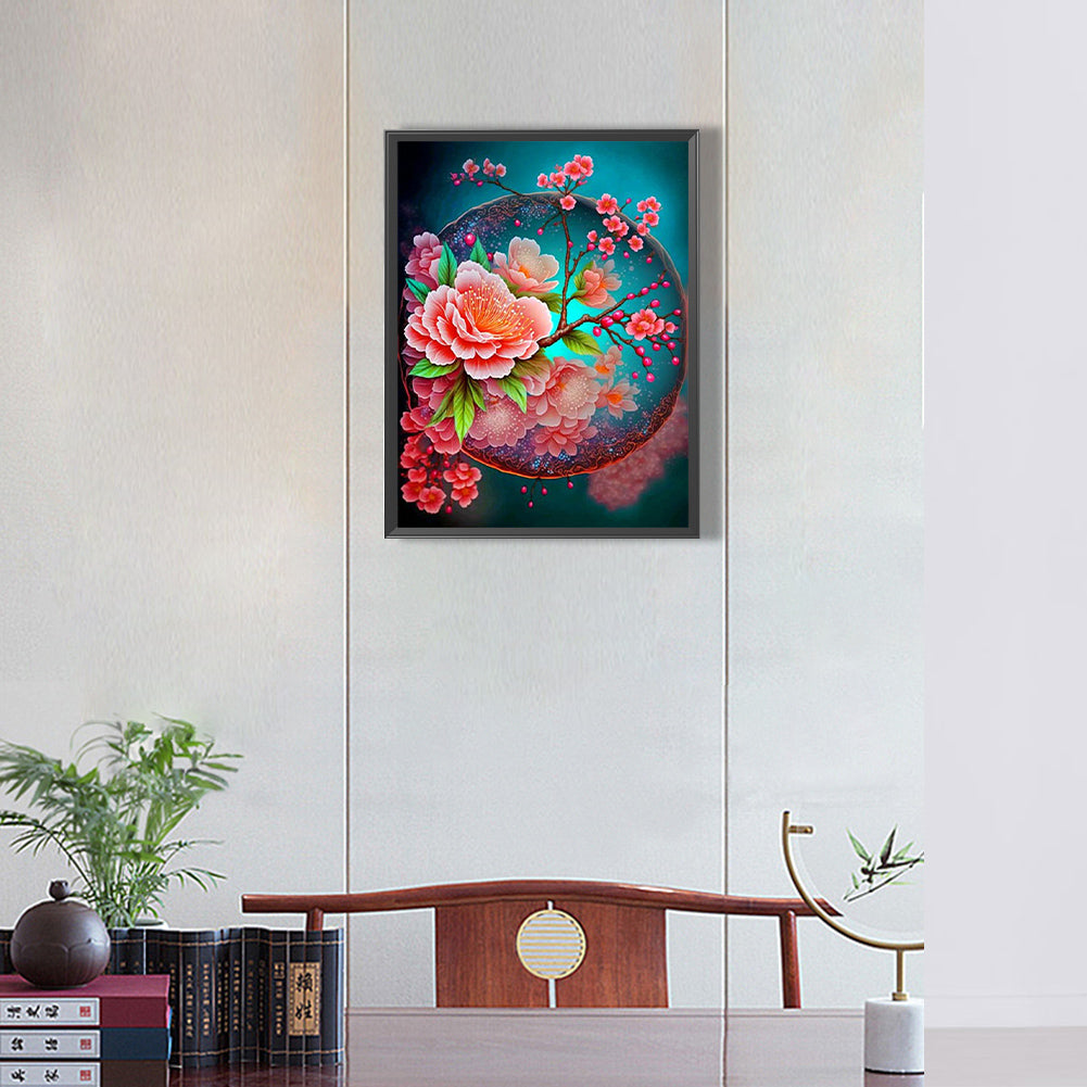 Beautiful Peach Blossom - Full Round Drill Diamond Painting 30*40CM