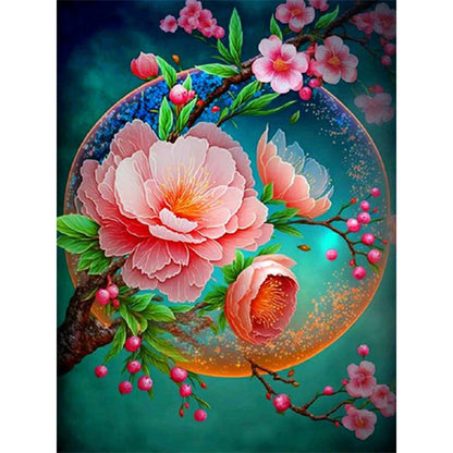 Beautiful Peach Blossom - Full Round Drill Diamond Painting 30*40CM