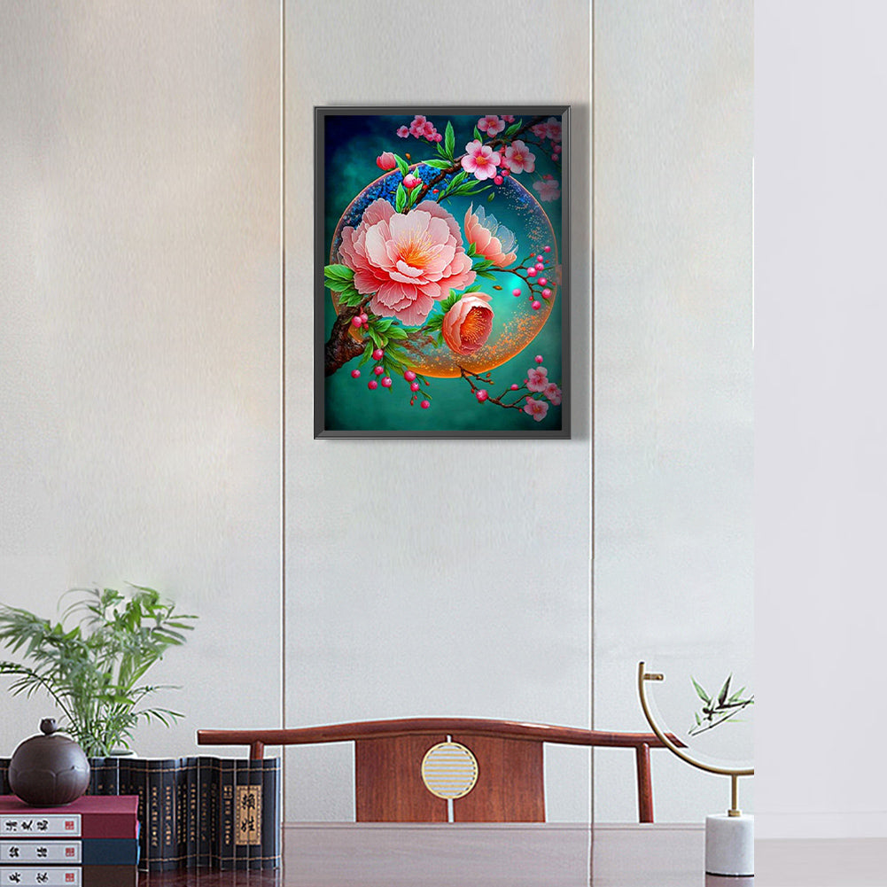 Beautiful Peach Blossom - Full Round Drill Diamond Painting 30*40CM