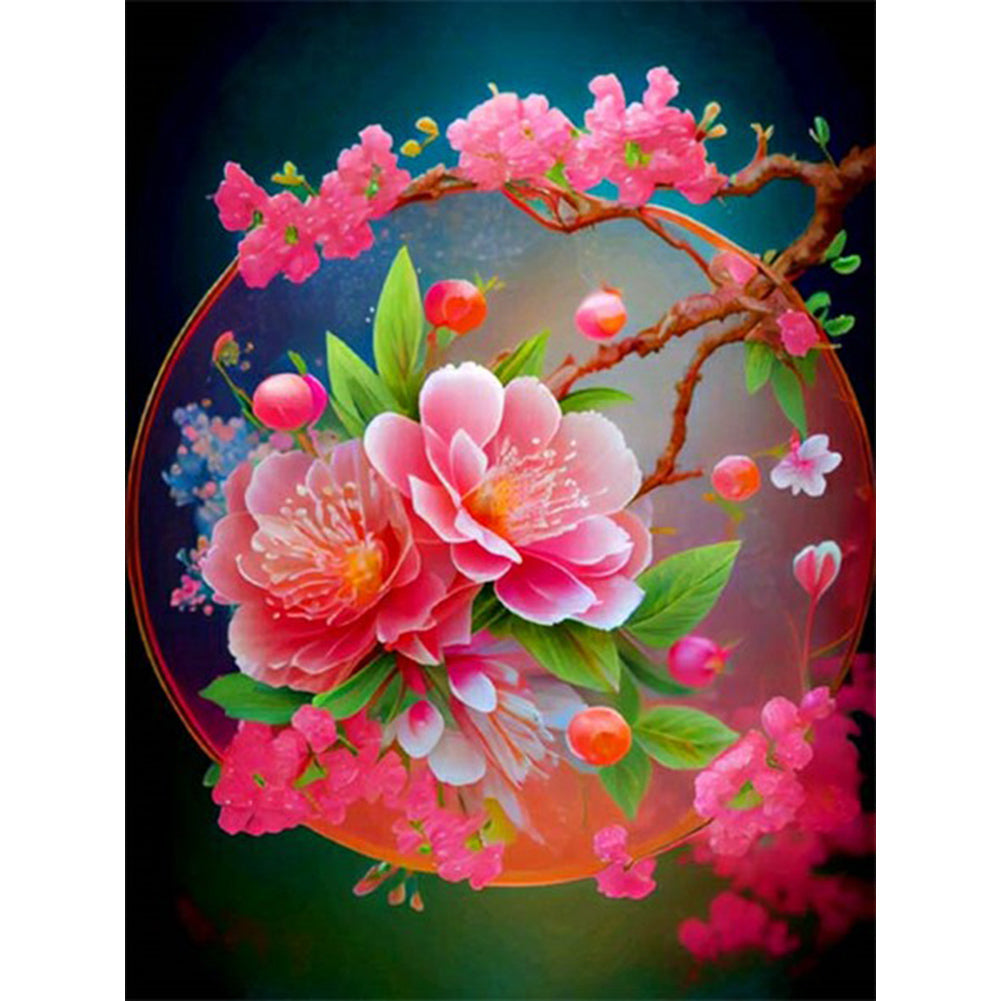 Beautiful Peach Blossom - Full Round Drill Diamond Painting 30*40CM