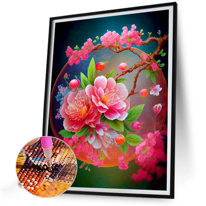 Beautiful Peach Blossom - Full Round Drill Diamond Painting 30*40CM