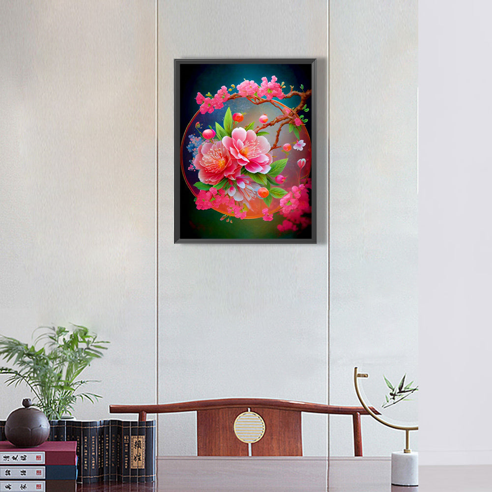 Beautiful Peach Blossom - Full Round Drill Diamond Painting 30*40CM