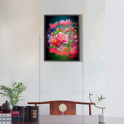 Beautiful Peach Blossom - Full Round Drill Diamond Painting 30*40CM