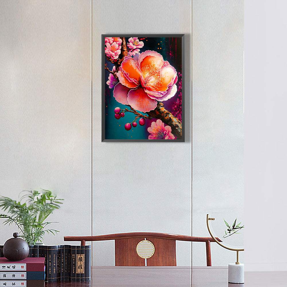 Beautiful Peach Blossom - Full Round Drill Diamond Painting 30*40CM