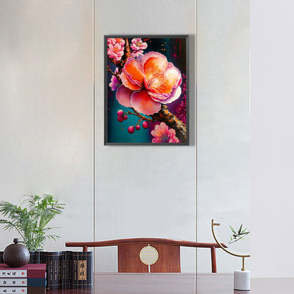Beautiful Peach Blossom - Full Round Drill Diamond Painting 30*40CM
