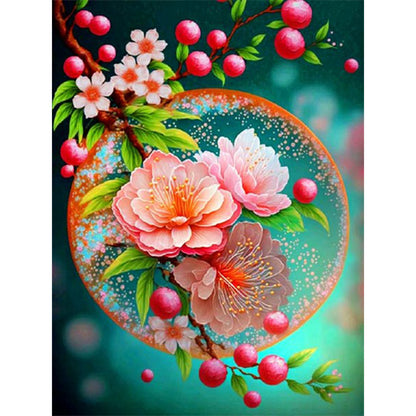 Beautiful Peach Blossom - Full Round Drill Diamond Painting 30*40CM