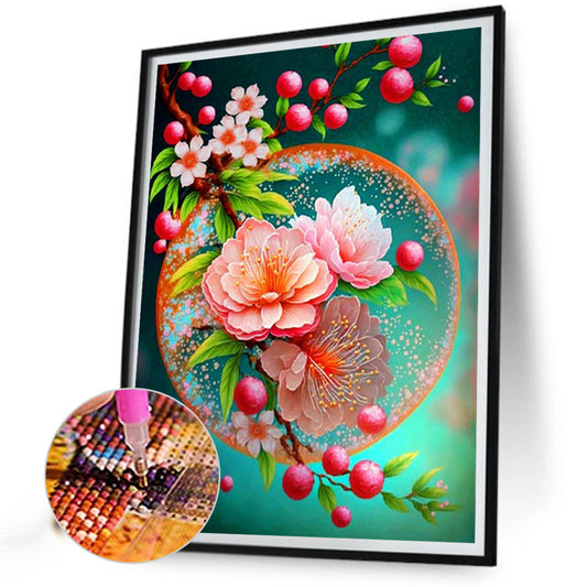Beautiful Peach Blossom - Full Round Drill Diamond Painting 30*40CM