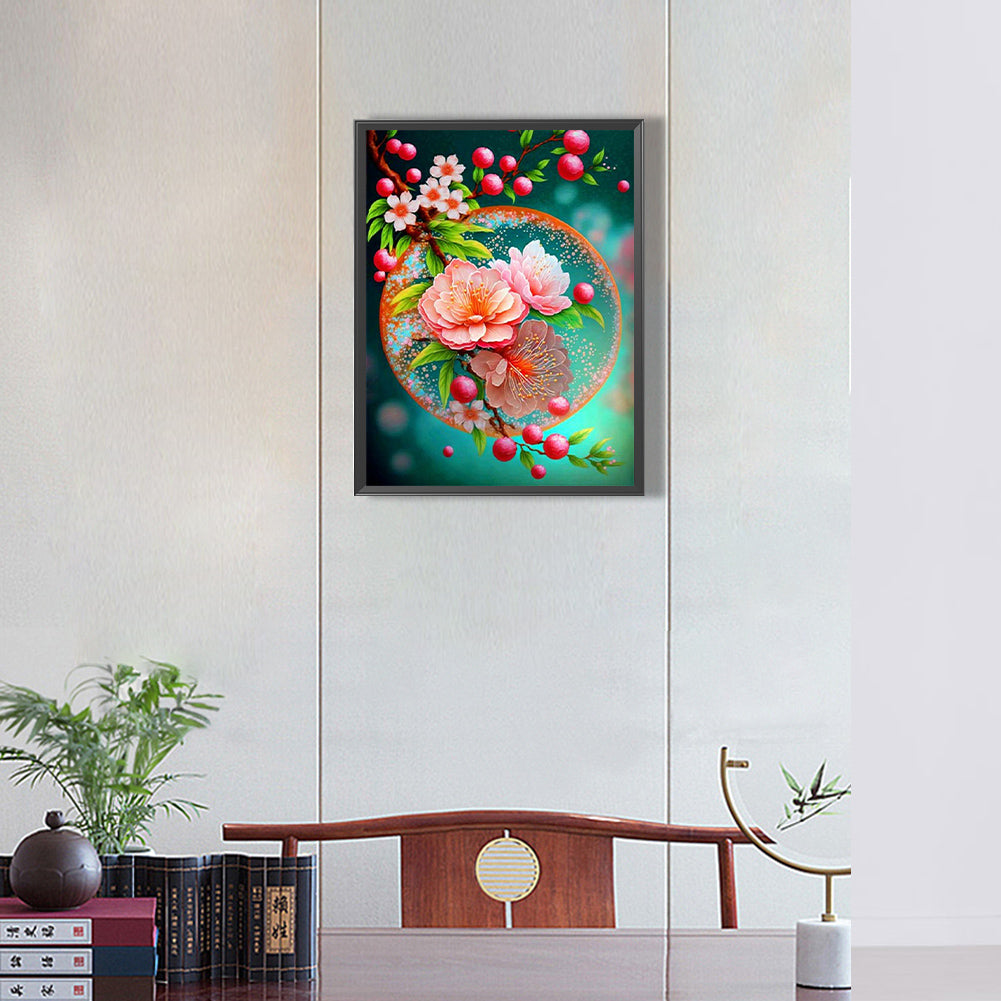 Beautiful Peach Blossom - Full Round Drill Diamond Painting 30*40CM
