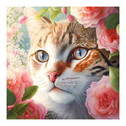 Flower Cat - Full Round Drill Diamond Painting 30*30CM