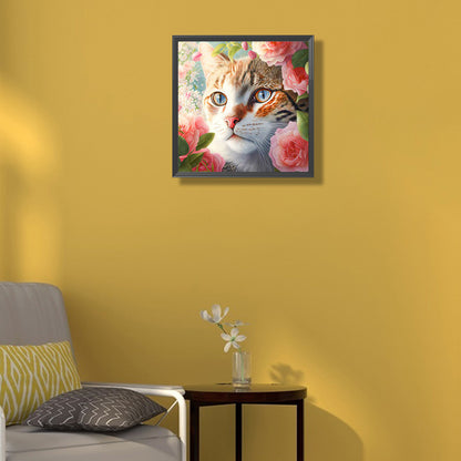 Flower Cat - Full Round Drill Diamond Painting 30*30CM