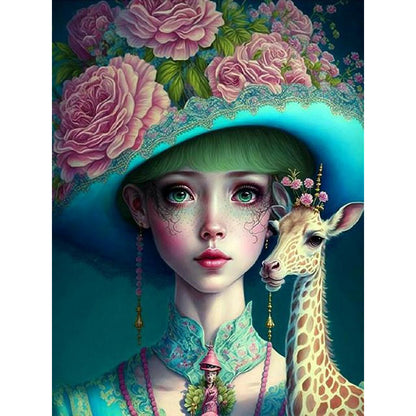 Giraffe Girl - Full Round Drill Diamond Painting 30*40CM