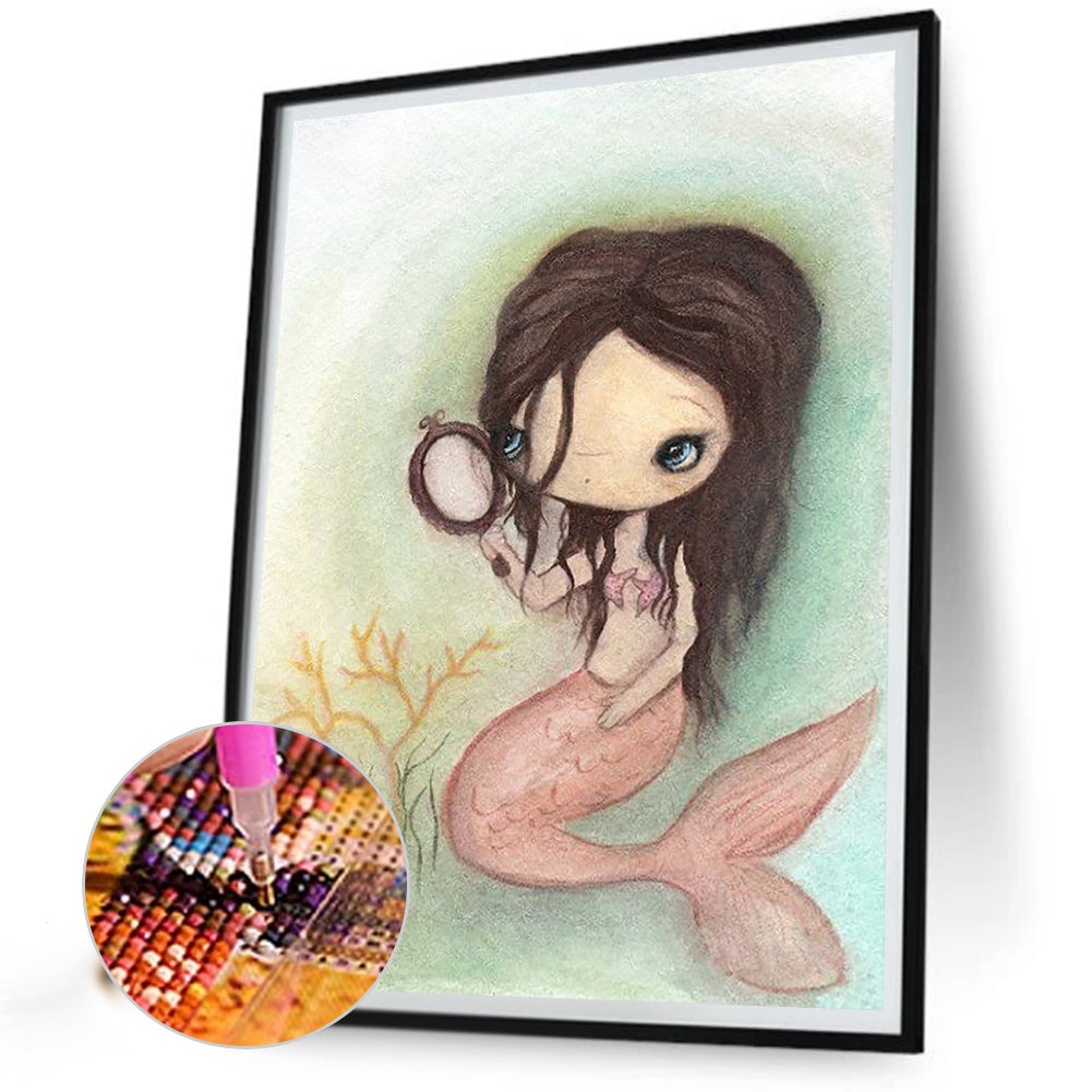 Mermaid Girl 30*40Ccm(canvas) full round drill diamond painting