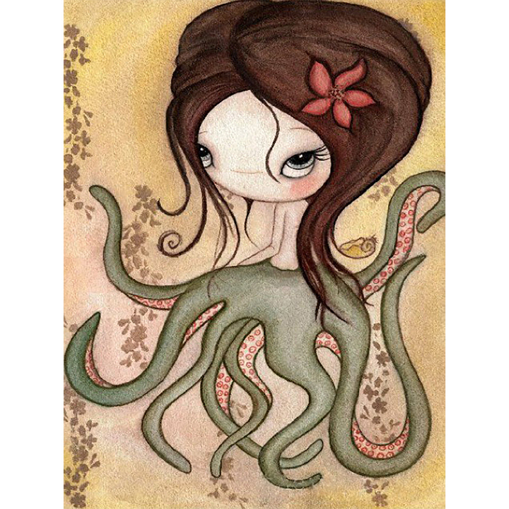 Octopus Girl 30*40Ccm(canvas) full round drill diamond painting