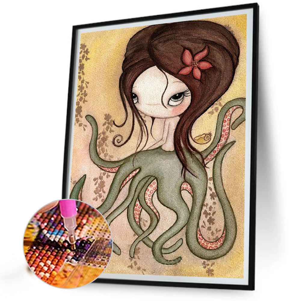 Octopus Girl 30*40Ccm(canvas) full round drill diamond painting