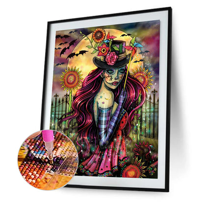 Masked Woman Holding A Windmill - Full Round Drill Diamond Painting 30*40CM