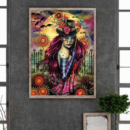Masked Woman Holding A Windmill - Full Round Drill Diamond Painting 30*40CM